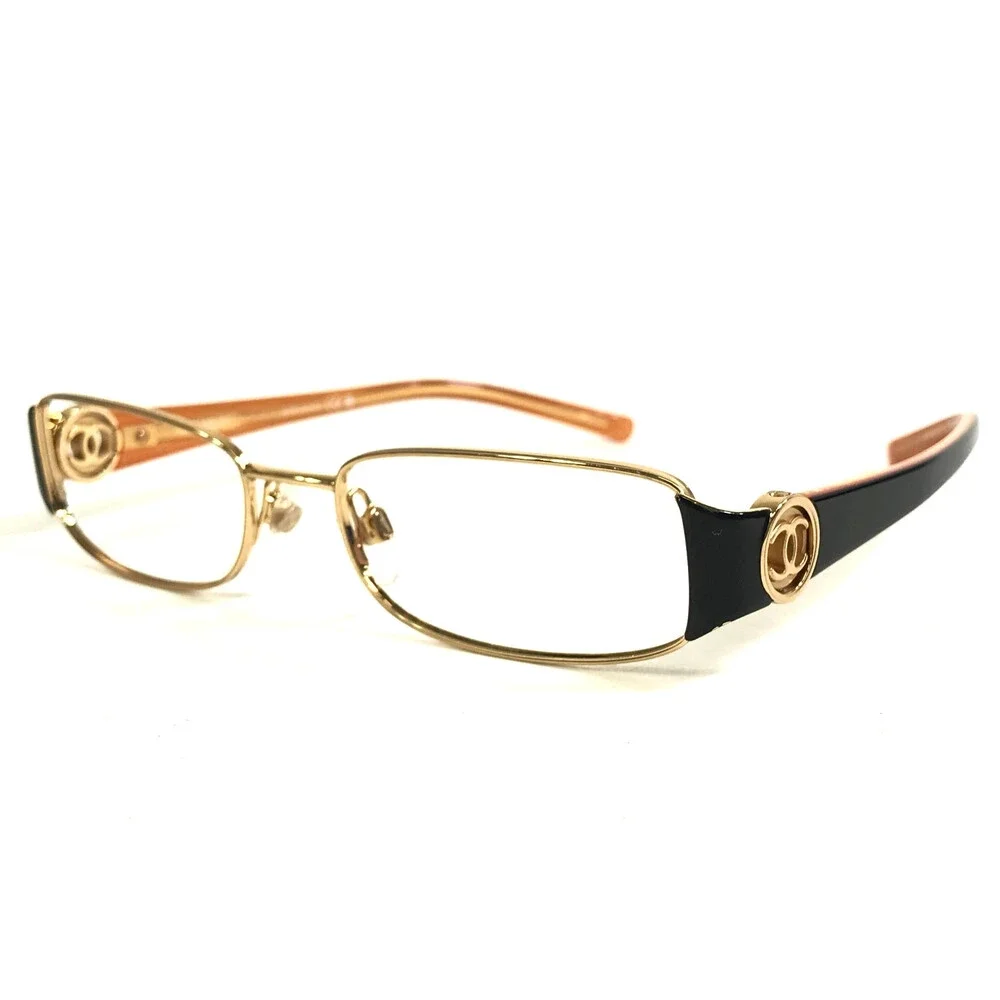 Chanel Eyeglasses Frames 2105 c.341 Black Orange Gold Wire Rim 51-17-130